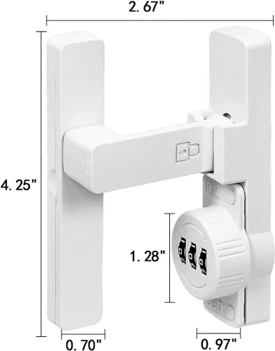 Miniatura 2 de INIRET Cerradura de Puerta de Granero Negra Mate de 180 Grados, Cerradura de Contraseña Mecánica, Contraseña de 3 Dígitos Sin Llave, Pestillo