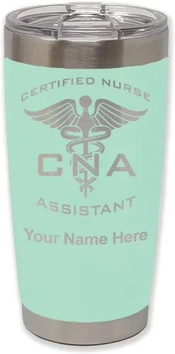 Miniatura 35 de LaserGram Vaso aislado al vacío de 20 onzas, asistente de enfermera certificada por CNA, grabado personalizado incluido (negro)