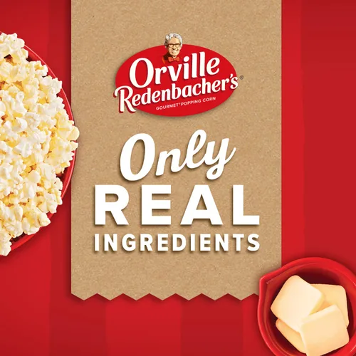 Miniatura 2 de Orville Redenbacher's Palomitas de maíz para microondas + tina, sabor a mantequilla de cine, 0.07 oz de fibra por porción, 3.9 oz.