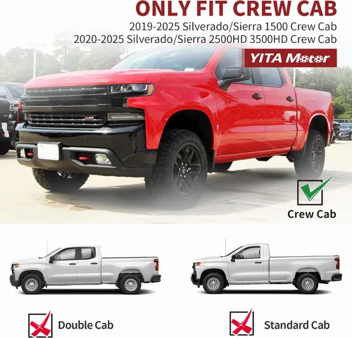 Miniatura 2 de YITAMOTOR Estribos compatibles con Chevy Silverado/GMC Sierra 1500 2019-2026, Silverado/Sierra 2500HD 3500HD 2019-2026 Crew Cab