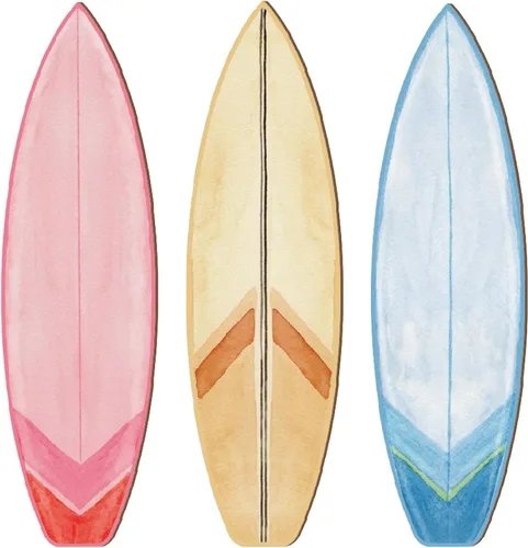 Miniatura 12 de RattanView 3 piezas de decoración de tabla de surf para dormitorio, decoración de pared de playa de madera, tabla de surf de madera de verano