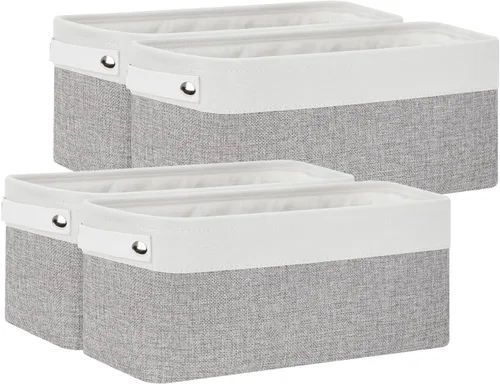Miniatura 26 de Bidtakay Cestas de almacenamiento de tela con asas [paquete de 2] organizador de lona grande de 16 x 11.8 x 11.8 pulgadas, canastas altas plegables