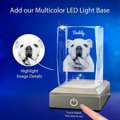 Miniatura 4 de Marco de fotos de cristal 3D personalizado con luz nocturna para mascotas conmemorativo con mis fotos, regalo de aniversario de Navidad