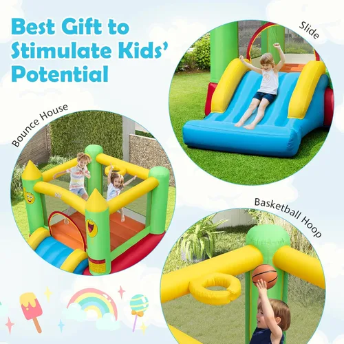 Miniatura 2 de Casa de rebote inflable BOUNTECH, castillo hinchable para niños para interiores y exteriores con área de salto resistente, tobogán, soplador