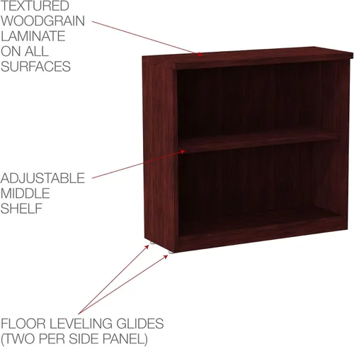 Miniatura 3 de Alera Alera Valencia Series Librería, dos estantes, 31.75 pulgadas de ancho x 14 pulgadas de profundidad x 29.5 pulgadas de alto, caoba