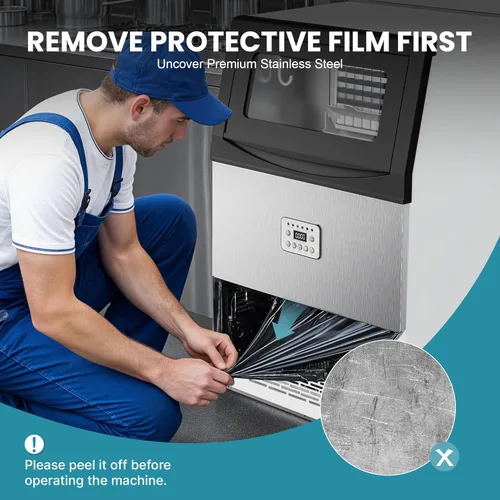 Miniatura 2 de Manastin Máquina de hielo comercial, máquina de hielo grande de 100 libras/24 horas con capacidad de almacenamiento de 33 libras, máquina de hielo