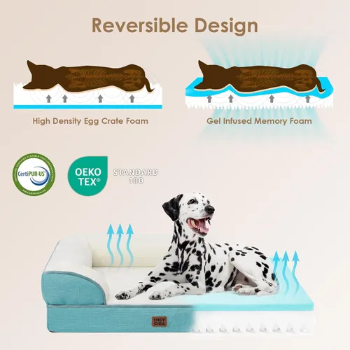 Miniatura 243 de EHEYCIGA – Cama ortopédica impermeable para perros pequeños, de espuma viscoelástica tipo caja de huevos, con bordes elevados y base antideslizante