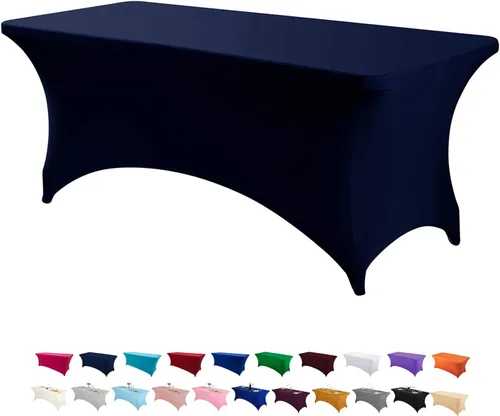 Miniatura 12 de Peomeise - Funda de mesa de elastano de 4 pies, mantel rectangular elástico de elastano (verde manzana, 4 pies)