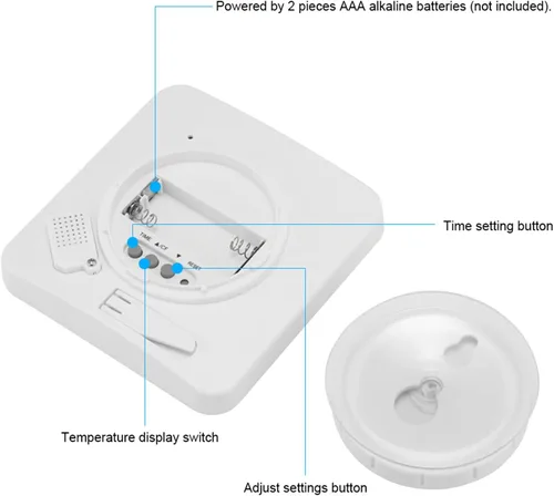 Miniatura 8 de Temporizador de ducha digital con pantalla táctil impermeable, pantalla de temperatura y humedad, reloj de baño con ventosas y agujero para colgar