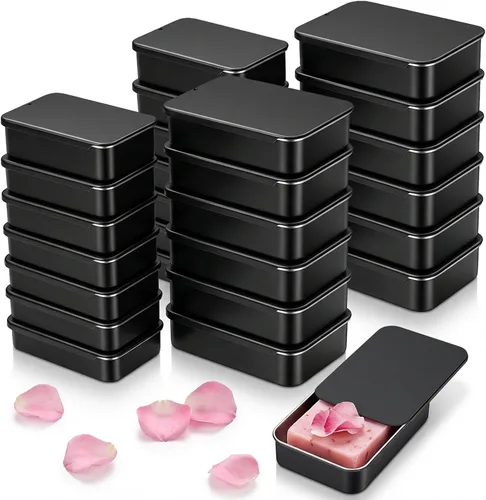 Goodma 24-Pack contenedores de metal con tapa deslizante rectangular para dulces, joyas, manualidades, píldoras, bálsamo labial, kit de