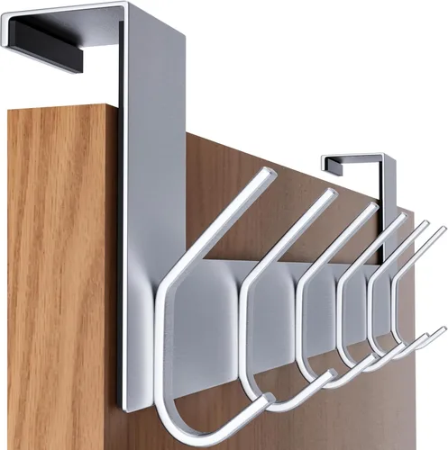 Miniatura 10 de SKOLOO Gancho para Puerta – para puertas de hasta 1-3/4 pulgadas de grosor, Negro, No Requiere Montaje, Acero Inoxidable, Perchero de Puerta