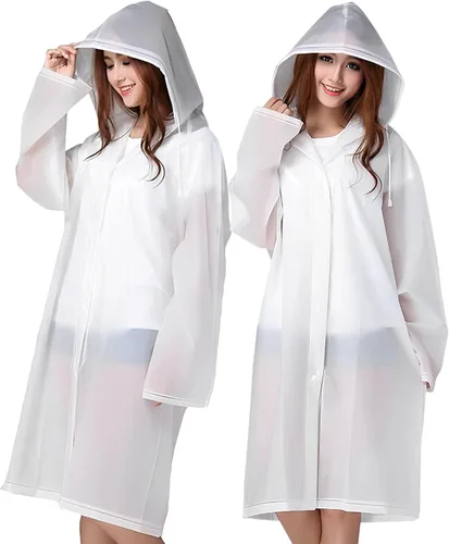 Miniatura 38 de Cosowe Ponchos de lluvia reutilizables para adultos, 2 piezas impermeables de emergencia para mujeres y hombres con capucha y cordón