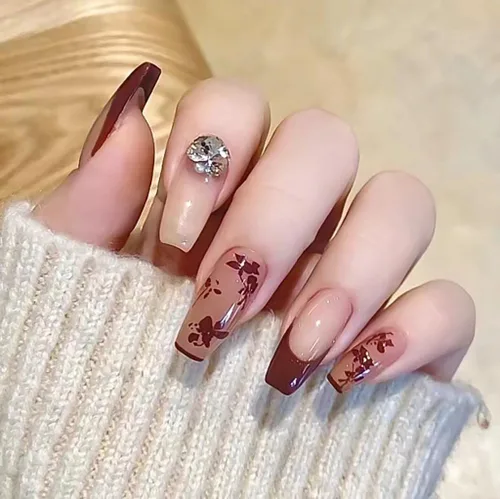 Miniatura 11 de RikView Uñas postizas a presión con forma de ataúd, uñas acrílicas largas con flores 3D, uñas postizas rosadas brillantes para mujeres, juego de 24
