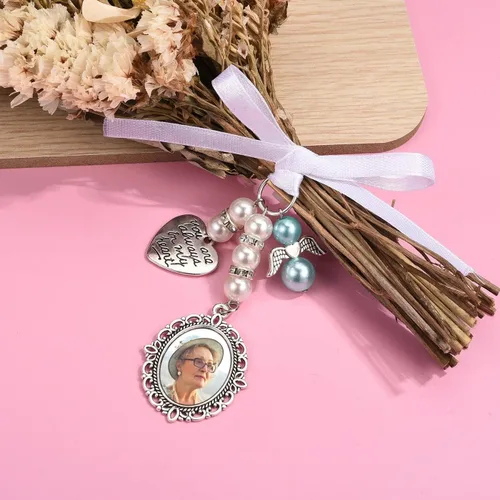 Miniatura 3 de Personalized Wedding Bouquet Photo Charms Custom Bouquet Charms for Wedding Memory Bridal Lacy Photo Charm You Are Always in My Heart Charm for Foto