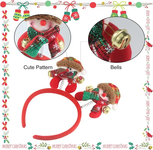 Miniatura 3 de Juego de 12 diademas y sombreros de Navidad para fiestas, decoración navideña para fiestas de temporada navideña y accesorios para cabina de fotos