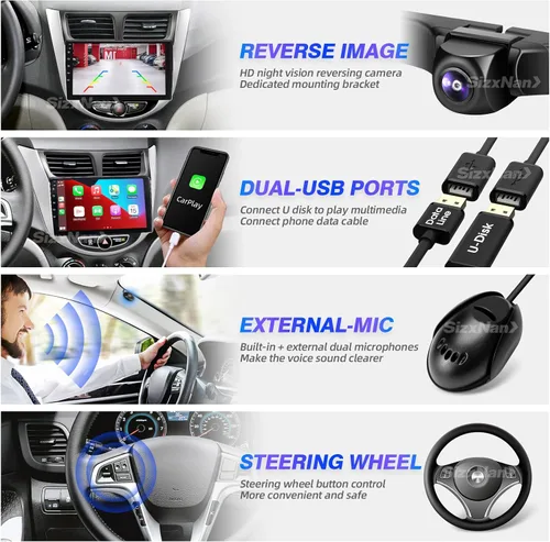 Miniatura 5 de Pantalla táctil Android compatible con Carplay Android Auto, radio de coche, estéreo, Bluetooth, navegación, reproductor multimedia, GPS, WiFi