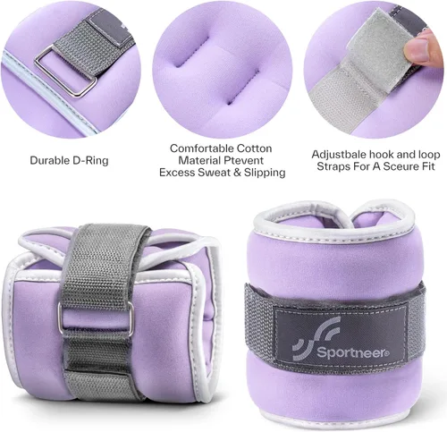 Miniatura 3 de Sportneer Pesas de tobillo para muñeca, par de pesas de 1/2/4/6/10 libras para hombres, mujeres, niños, entrenamiento de fuerza, juego de pesas