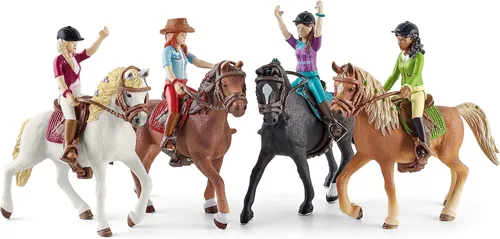 Miniatura 10 de Schleich Horse Club - Juego completo de figuras de juguete de 40 piezas del Horse Club Rider - Figuras articuladas de jinete de Hannah, Sofia, Lisa