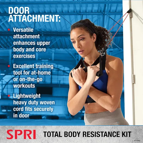 Miniatura 6 de Kit de bandas de resistencia SPRI - Tubos intercambiables de entrenamiento de resistencia para tonificación de cuerpo completo - Incluye 5 bandas