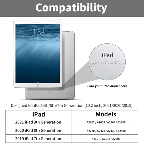Miniatura 2 de Aoub Funda para iPad de 9ª generación 2021 de 10.2 pulgadas, iPad de 8ª/7ª generación 2020/2019, sin soporte para lápices, funda trasera de TPU