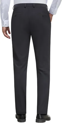 Miniatura 4 de Alimens & Gentle Pantalones de vestir elásticos para hombre, pantalones de golf sin planchado, cintura ampliable, parte delantera plana, pantalones