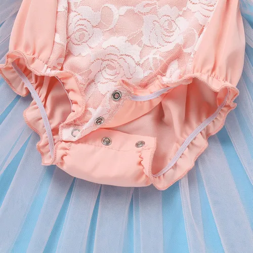 Miniatura 63 de Traje de bebé niña primer cumpleaños traje de encaje tul mameluco princesa tutú vestido de un año cumpleaños pastel Smash fotografía ropa
