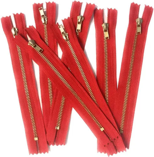 Miniatura 22 de 10 cremalleras de dientes de metal dorado de latón (7 pulgadas, Natura/Beige)