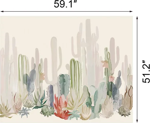 Miniatura 7 de Manicer Tapiz de cactus, coloridas plantas y hierbas, tapiz botánico para colgar en la pared, tapiz de paisajes naturales, mural para dormitorio