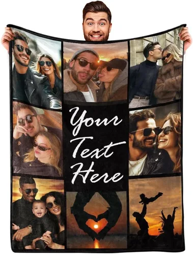 Miniatura 13 de Envío al día siguiente, manta personalizada con foto para regalos de novia, novio, manta con foto personalizada de esposa para regalos de cumpleaños