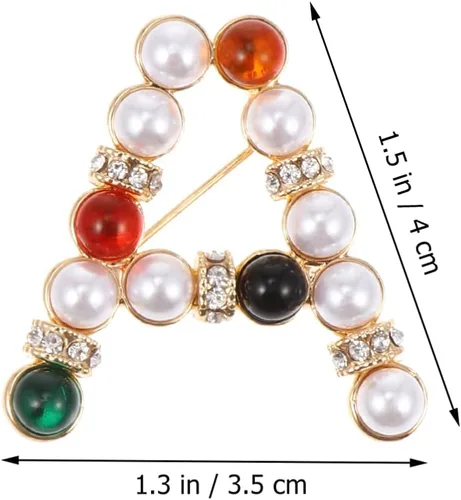 Miniatura 2 de EXCEART Broche de letra inicial Pin perla Rhinestone alfabeto broche elegante cristal solapa pin personalizado pechos para chaquetas ropa traje