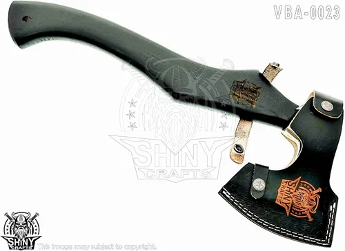 Miniatura 2 de Axes Hacha vikinga hecha a mano Hacha de batalla nórdica con cabeza de acero al carbono y diseño de grabado negro, mango de madera de fresno