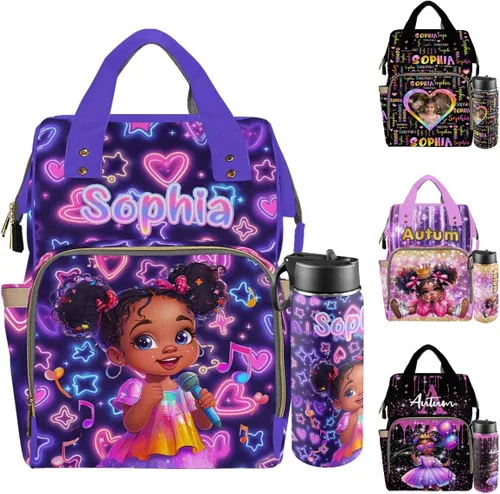 Miniatura 31 de Mochilas personalizadas con nombre personalizado para bebé, bolsa de pañales con monograma con bolsillos térmicos para adultos y niños, impermeable