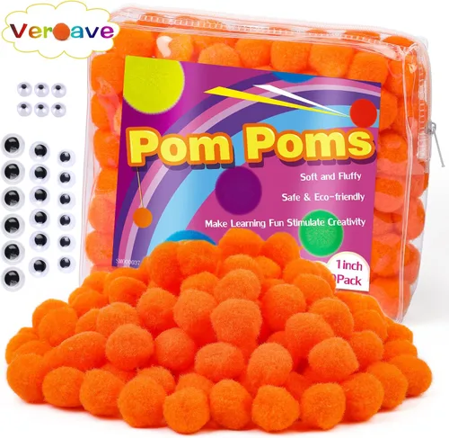 Miniatura 8 de Veroave Pompones azul oscuro, 150 pompones de 1 pulgada para manualidades, bolas de soplo, artes y manualidades, para decoración de manualidades