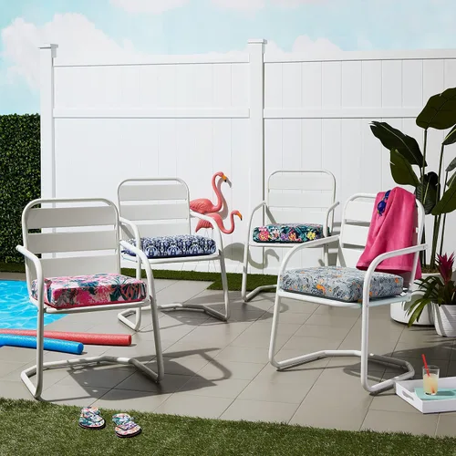 Miniatura 10 de Classic Accessories Vera Bradley - Cojín de asiento de patio resistente al agua, 19 x 19 x 3 pulgadas, color gris y dorado, cojines de asiento