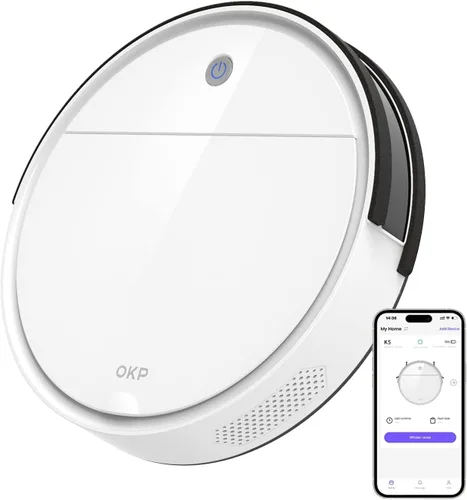 Miniatura 10 de OKP Robot Aspirador y Fregona Combo K5 Ultra Pequeño Limpiador Robótico con Navegación ToF LiDAR, 6000 Pa de Succión, Control WiFi/App/Alexa, 170