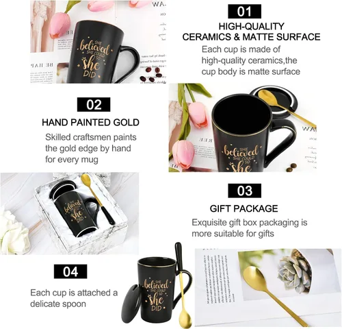 Miniatura 6 de Maustic Taza She Believed She Could So She Did, regalos de graduación para ella, tazas de café para mujeres, regalos motivacionales inspiradores