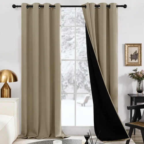 Miniatura 45 de Deconovo Cortinas 100% opacas, cortinas de ventana con aislamiento térmico, paneles reductores de ruido, cortinas de forro negro, con ojales