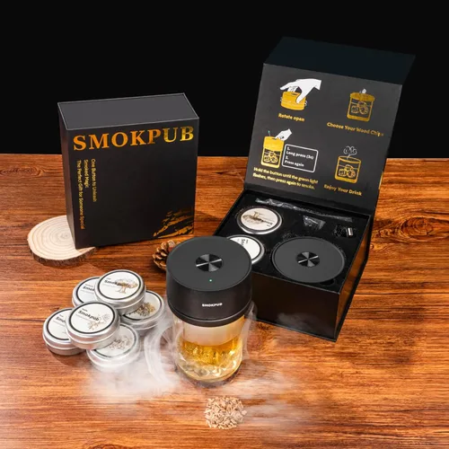Miniatura 5 de Kit de Ahumador Eléctrico para Whisky Smokpub con Encendido Integrado, Sin Necesidad de Butano, Kit de Ahumador de Cócteles Recargable con 6