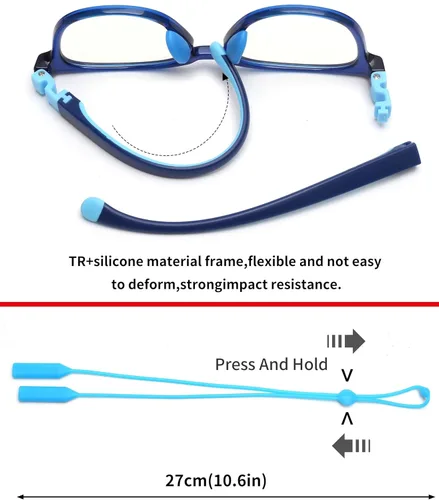 Miniatura 4 de JM Lentes de luz azul para niños, hierbas para juegos de computadora para niñas y niños de 3 a 10 años, lentes anti Blue Ray TR90 Azul