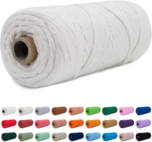 Miniatura 30 de CAMAL Cordón de macramé de 0.157 in x 109 yardas (328.1 ft), cuerda de algodón de color para tejer, manualidades, colgar en la pared, proyectos