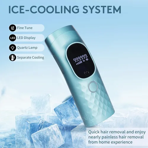 Miniatura 3 de Depilación láser para mujeres y hombres - Dispositivo removedor de luz IPL permanente e indolora con enfriamiento por hielo, afeitadora, gafas