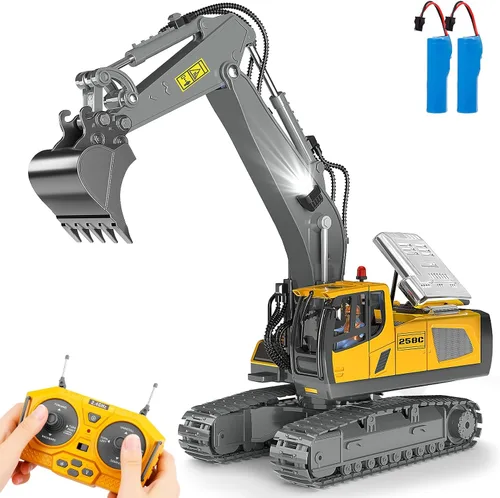 Miniatura 8 de Camión volquete RC de juguete para niños, camión de juego a control remoto, vehículos de construcción, 9CH 2.4Ghz camiones eléctricos con plataforma