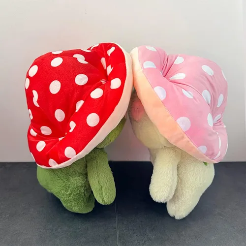 Miniatura 7 de Enivtfz Juguetes de peluche de rana, 10" linda rana con sombrero de hongo rojo animales de peluche, peluches kawaii, regalo para niños y niñas