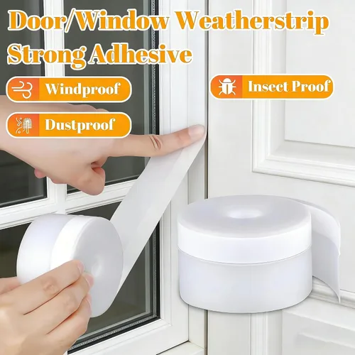 Miniatura 3 de ZOMPAGO Burlete transparente para puerta, 1 pulgada x 16.4 pies, cinta de sellado de silicona para puertas y ventanas, cinta de sellado autoadhesiva