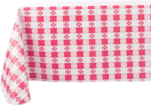 Yourtablecloth - Mantel de vinilo a cuadros, con parte trasera de franela, para restaurantes, picnics, bistró, comedor interior y exterior Rojo y