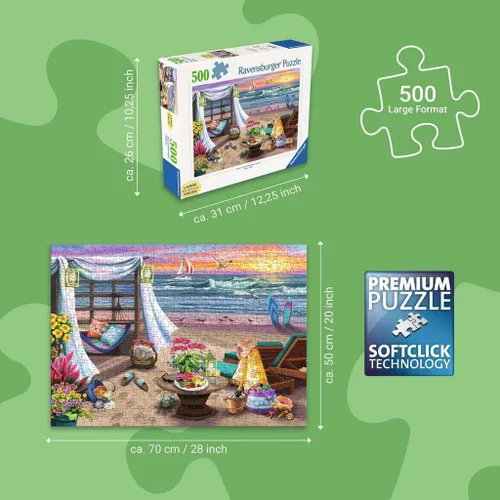 Miniatura 3 de Ravensburger - Cabana Retreat - Rompecabezas de gran formato de 500 piezas - Disfruta de brisas tranquilas y saladas y una impresionante puesta