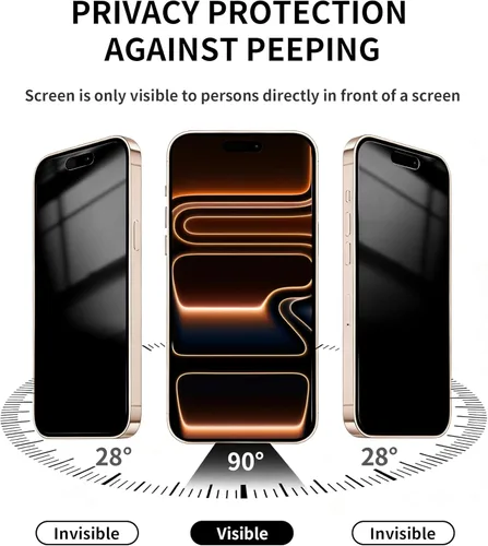 Miniatura 3 de Paquete de 3 protectores de pantalla de privacidad para iPhone 17 Pro Max, vidrio templado de 6.9 pulgadas, protección ocular antiespía, cobertura