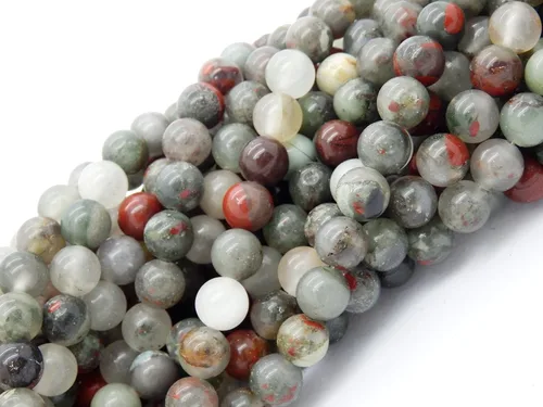 Cuentas de piedras preciosas para hacer joyas, se venden por bolsa con 5 hebras en el interior., Sintético, Bloodstone africano, 6MM