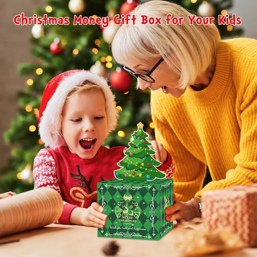 Miniatura 3 de Caja de Dinero de Navidad para Tirar Regalo en Efectivo, Soporte Sorpresa de Dinero en Efectivo para Niños y Adultos, Caja de Dinero Navideña