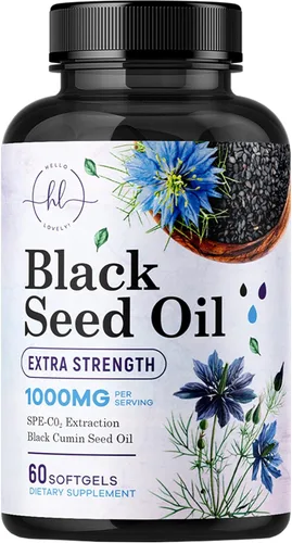 Aceite de semilla de comino negro de 1000 mg por porción, cápsulas blandas de semillas negras Nigella Sativa premium, aceite de semilla de comino